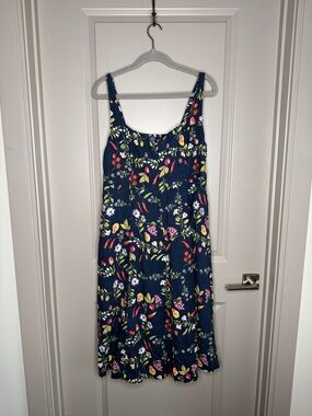 Old Navy Navy Floral Midi Dress with Spaghetti Straps